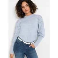 bonprix Strickpullover Ballonärmel mit tollem Ajourmuster und extra breitem Strickbündchen