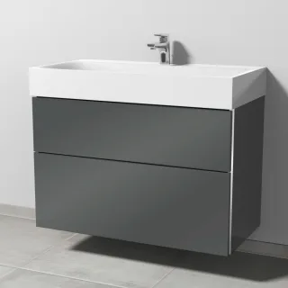 Sanipa 3way Waschtischunterbau zu Kaldewei Silenio Waschtisch mit 2 Auszügen, Anthrazit-Glanz BS45679