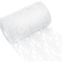 FOUORTUNATE-BEE Tischläufer Tischläufer Spitze Weiß 15cm x 25m Spitzenstoff Deko Tischläufer (für Hochzeit Vintage Rezeption Dekor, Sommer Outdoor Party Boho Hochzeit Tisch Dekor)