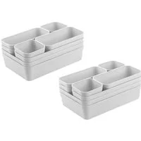 Engelland Schubladeneinsatz Schubladen-Organizer (Vorteils-Set, 16 St., individuelle Anordnung, passend für alle gängigen Schubladen), BPA-frei, spülmaschinengeeignet, gefrierschrankgeeignet