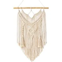 Agger Hängedekoration Makramee Wandbehang Boho Deko Chic Treibholz Wandteppich Gewebte, Wanddeko Indie Room Apartment Schlafzimmer Geschenke