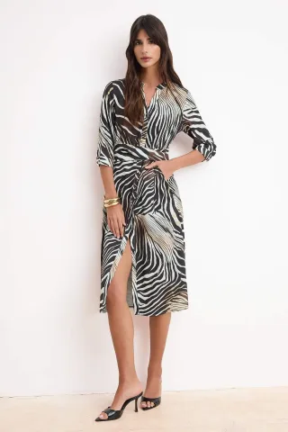 Damen Maxikleid mit Tiermotiv und Truvakar-Ärmeln, geeignet für Tag und Nacht