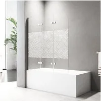 Boromal Badewannenaufsatz Duschwand für Badewanne 140x140cm 120x140cm Badewannenfaltwand 3teilig, 6mm ESG, (180° faltbar Faltwand, Chrom, Rahmenlos), mit Duschdichtungen