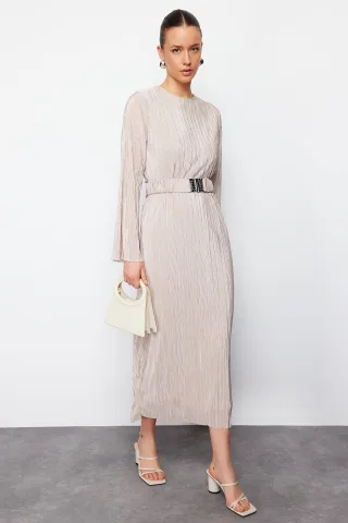 Langes, einfarbiges, lässiges, modisches Kleid für Damen in normaler Passform