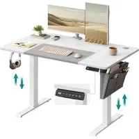 SONGMICS Schreibtisch Höhenverstellbarer elektrisch, USB-C-Anschluss (mit Stoff- Organizer), stufenlos verstellbar, Memory-Funktion mit 4 Höhen, 120/140/160/180 cm