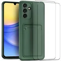 CoolGadget Handyhülle Grün als 2in1 Schutz Cover Set für das Samsung Galaxy A52 A52s 4G/5G 6,5 Zoll, 2x Glas Display Schutz Folie + 1x Case Hülle für Galaxy A52 A52s 4G/5G