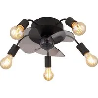 GLOBO LIGHTING Deckenleuchte ALISHA, Fernbedienung, Infrarot inkl., Timerfunktion, Ventilatorfunktion, ohne Leuchtmittel, Ventilator / Wohnbereich / Schlafzimmer / rund / schwarz / 3 Flügel