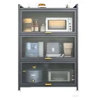 FOXSPORT Mehrzweckschrank Küchenschrank Vorratschrank (mit 4/5 Ablagen, Traglast von 20 kg pro Ebene) mit transparenten Türen, staub- und fettbeständig, Breiterer Zähler