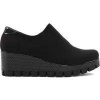 Celal Gültekin Keilabsatz Plateau Schuhe Damen Slip-on Stretch Schlupfform Keilsneaker Stretch, Polyurethan-Sohle, Schwarz, 39