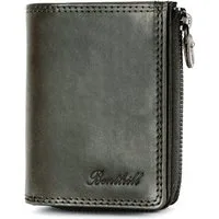 Benthill Geldbörse Klein Echt Leder RFID Damen & Herren Geldbeutel Slim-Wallet Portmonee, RFID-Schutz Kartenfächer Münzfach Reißverschlussfach