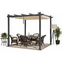 PURPLE LEAF Pergola Aluminium Pavillon mit Schiebedach, BxTxH: 300x300x245 cm, (Einzelartikel, 1 x Pergola), Wasserdicht und UV-beständig