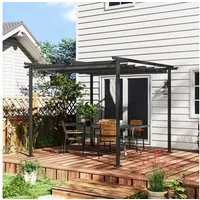 Outsunny Pergola aus Metall, mit Verstellbares Dach, UV Schutz 30+, BxTxH: 300x300x227 cm, (Terrassendachung, 1-tlg., Gartenpavillon), Freistehender Sonnenschutz für Terrasse und Garten, Dunkelgrau