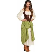 Boland Kostüm Mittelalterliche Schankwirtin Damenkostüm beige-braun-grün