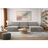 MOEBLO Wohnlandschaft DENVER U, Eckcouch aus Cordstoff Ecksofa U-Form Cord Sofa Couch Polsterecke U-Sofa - 410x85x200cm, mit Bettkasten und Schlaffunktion