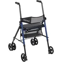 COSTWAY Rollator, Faltbar & Leicht mit Sitz, Tasche & Rückenlehne aus Netz