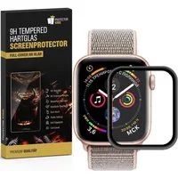 Protectorking Schutzfolie 2x 9H Hartglas für Apple Watch 4/5/6 44mm FULL CURVED Displayschutz, (2-Stück), Rands