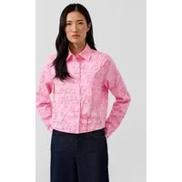 s.Oliver Langarmbluse Bluse Verkürzte Hemdbluse aus Popeline mit All-over-Print