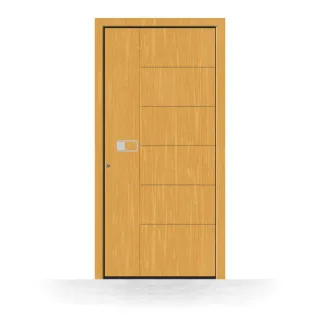 Haustür Holz modern, mit Griffmulde, Fichtenholz, Fichte Hell 110, 85 x 190 cm, Modell Bergisch-Gladbach, individuell konfigurieren