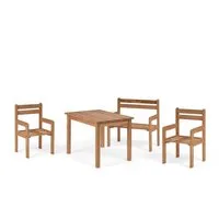 Home4You Kindersitzgruppe 4-teilig, Kiefer, Braun, 1 Tisch, 1 Bank mit Armlehnen, 2 Stühle mit Armlehnen