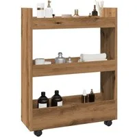 vidaXL Aufbewahrungsbox, Aufbewahrungswagen Schmal 3 Etagen Artisan-Eiche Holzwerkstoff