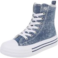 Ital-Design Hochschaft-Sneaker für Damen - Bequem und vielseitig Sneakerboots (91261170) Flach Sneakers High in Blau