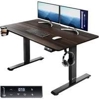 Casaria Schreibtisch, Elektrisch LCD- Display 73-118cm Stahlgestell Zubehör 110x60cm Braun
