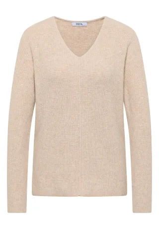 CECIL - V-Neck Pullover desert beige melange - Gr. - L