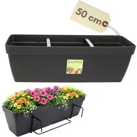 GarPet Balkonkasten Blumenkasten Balkon Balkonkasten mit Halterung Wasserspeicher 50 60 cm