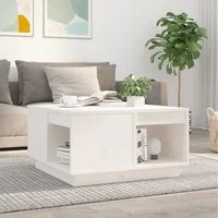 furnicato Couchtisch Stilvoller aus Massivholz, 60 x 61 x 32,5 cm, Weiß (1-St), Stabiler Sofatisch mit geräumiger Tischplatte und viel Stauraum