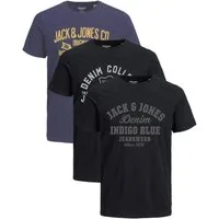 Jack & Jones Print-Shirt Bequemes Slimfit Shirt (Spar-Set, 3er-Pack) in Unifarbe mit Print
