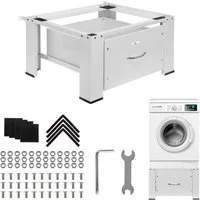 Maclean Waschmaschinenuntergestell MC-117 W Waschtrocknersockel mit Schublade, Sockel für Waschmaschine / Trockner max. Belastung 150kg