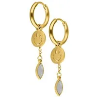 Wildcat Paar Ohrhänger Mini Smiley with Radiant Hanger Hoops Pair - Gold, Chirurgenstahl 316L - wasserfest, langlebig, hautverträglich