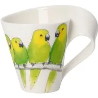 Villeroy & Boch Becher New Wave Caffe Becher m. Henkel Braunwangensittich, Premium Porcelain