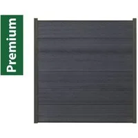 Woodstore24 Zaun Komplettset XXXL Premium coex. WPC Zaun zum einbetonieren anthrazit, (Sichtschutz - 1,79 m Höhe, 1,73 m Breite, 2 cm Stärke, Lamellenzaun Komplettset inkl. Pfosten, Start- und Endprofil), Stecksystem, Lamelle aus recyceltem Kunststof