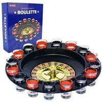 BEMIRO Gläser-Set Roulette-Trinkspiel – Ø 30 cm – Mit 16 Shotgläsern 15 ml Partyspiel, 18-tlg.
