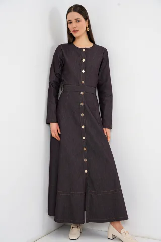 Geknöpftes Jeans-Midi-Kleid