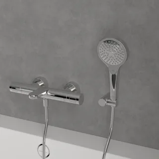 Villeroy und Boch Verve Showers Handbrause TVS10900100061 Ø 110mm, 3 Strahlarten, mit Rückflussschutz, Wandmontage, chrom