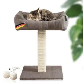 Rohrschneider ® Katzenbaum Wolly mit kuscheligem Katzenbett, waschbarer Kissenbezug