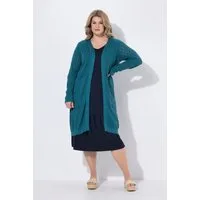 Ulla Popken Strickjacke Long-Strickjacke offene Form Ajour Biobaumwolle