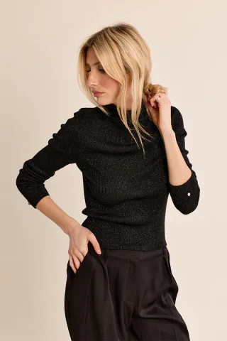 molly bracken - Rollkragen-Strickpullover schwarz - Gr. - S