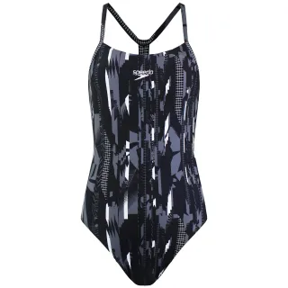 Speedo All Over Rippleback Damen Badeanzug Schwarz