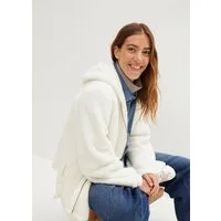 bonprix Fleecejacke aus kuscheligem Teddymaterial, mit Stehkragen und Kapuze, in A-Linie