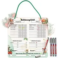 TOBJA Notizblock Belohnungstafel Kinder ab 3 - Aufgabenplaner abwischbar +4Stifte, Routine Planer Kinder inkl. 4 Markenstifte