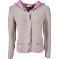 LIKS. Munich Trachtenstrickjacke TeresaC mit Kapuze, Knopfleiste & Herzblumenstickerei