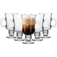 KONZEPT Latte-Macchiato-Glas 6er Set -200 ml Irish Coffee Gläser mit Henkel und Stiel, 6-tlg., hochwertiges Glas, Pflegeleicht, Vielseitige Verwendung