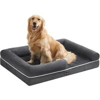 FEANDREA Hundebett Orthopädisches, Bezug abnehmbar und waschbar, rutschfeste, Hundekissen, Hundekorb, Hundesofa, erhöhte Ränder, 112 x 81 x 18 cm