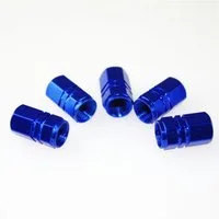All Ride Ventilkappe Ventilkappen blau Sechskant 5 Stück aus Aluminium Ø 9 mm mit Rillen, (5-St), Standard-Gewinde