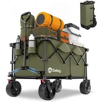 Sekey Bollerwagen Faltbarer Bollerwagen bis 200kg Handwagen Breite Reifen Alle Gelände, Ultrakompakte Faltgröße, mit einer Hand faltbar, 200L 200 KG belastbar