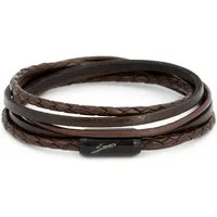 Simaru Lederarmband Made in Germany Leder Armband Herren (Echtes Leder, Handgefertigt, Starker Edelstahl Magnetverschluss, perfektes Schmuck Geschenk), Modell Andes Premium Wickelarmband schwarz und braun