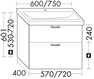 Burgbad WTU zu Ker. Sys30 PG4 Sana 601x570x400 Eiche Hellgrau, WYJT057F6332 WYJT057F6332